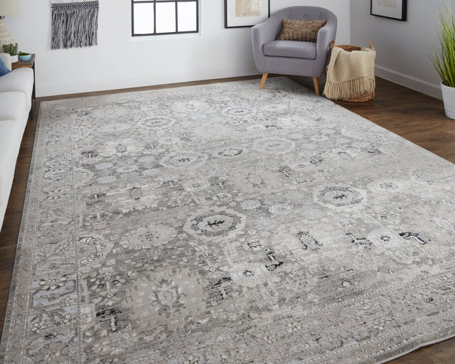 Feizy Macklaine 39Fuf Beige/Silver Rug.