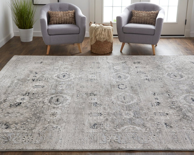 Feizy Macklaine 39Fuf Beige/Silver Rug.