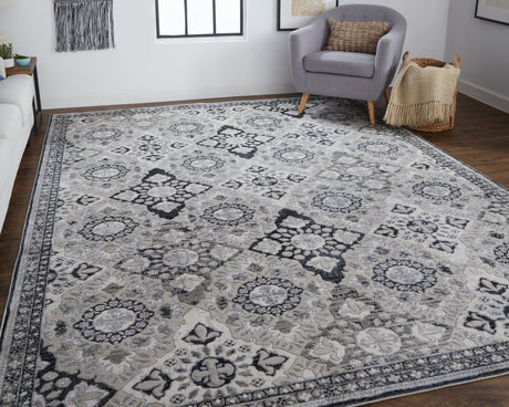 Feizy Macklaine 39Fvf Silver/Black Rug.