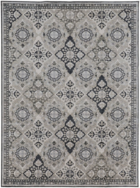 Feizy Macklaine 39Fvf Silver/Black Rug.