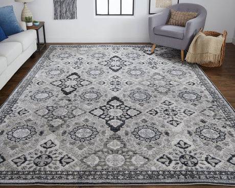 Feizy Macklaine 39Fvf Silver/Black Rug.