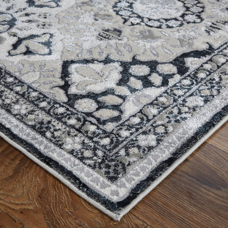 Feizy Macklaine 39Fvf Silver/Black Rug.