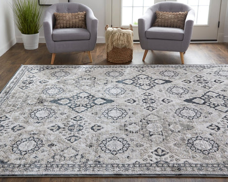 Feizy Macklaine 39Fvf Silver/Black Rug.