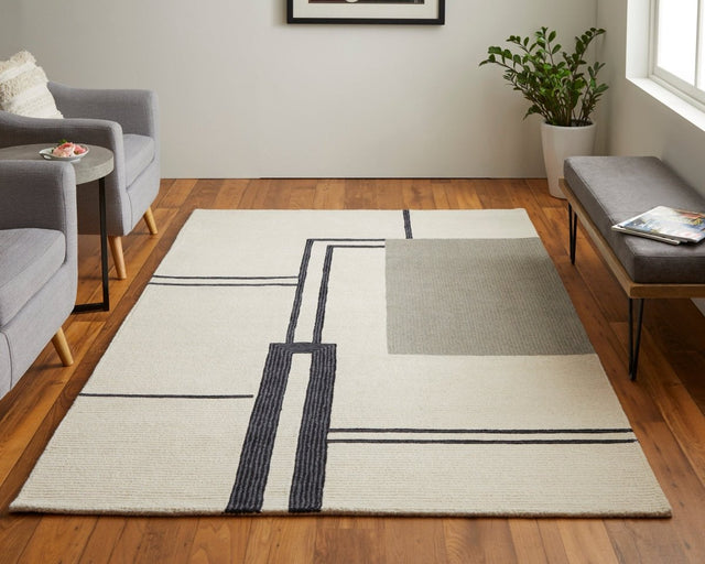 Feizy Maguire Mgr8899F Ivory/Gray/Black Rug.