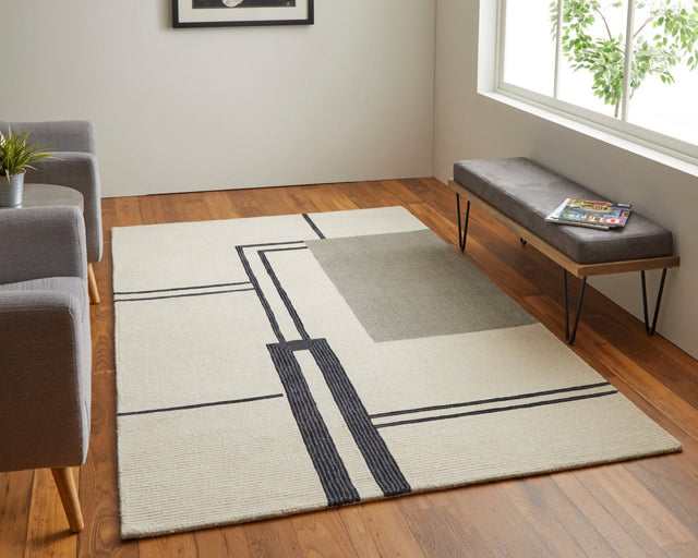 Feizy Maguire Mgr8899F Ivory/Gray/Black Rug.