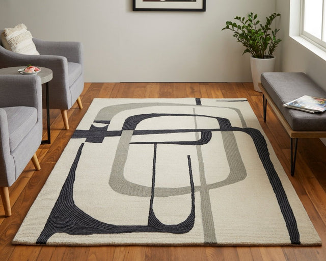 Feizy Maguire Mgr8905F Ivory/Gray/Black Rug.