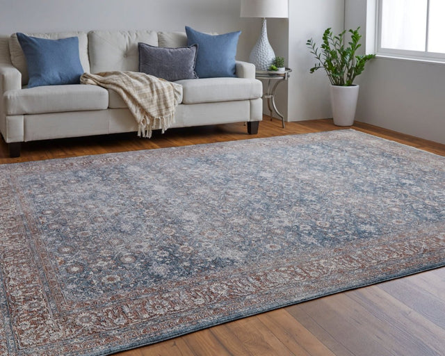 Feizy Marquette 39Gtf Blue/Rust Rug.