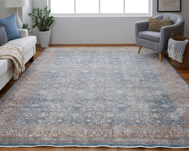 Feizy Marquette 39Gtf Blue/Rust Rug.