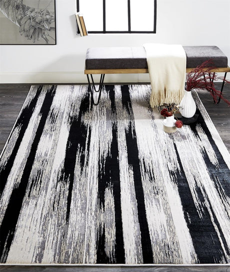 Feizy Micah 3338F Black/Silver Rugs - Feizy - 6943338fblkslvp18