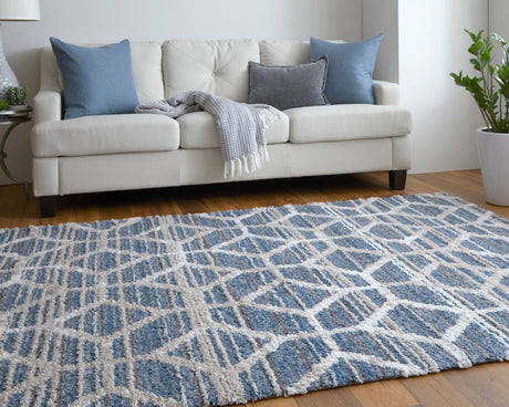 Feizy Mynka Myn39Icf Blue/Ivory Rug.