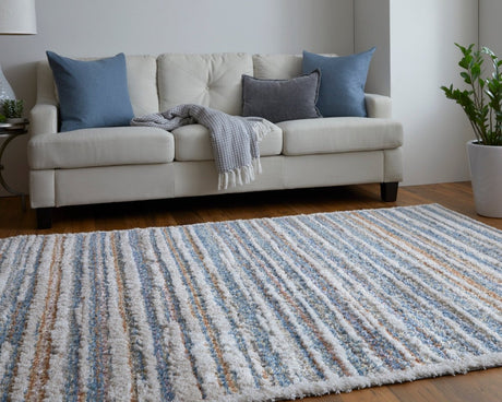 Feizy Mynka Myn39Ief Ivory/Blue/Orange Rug.