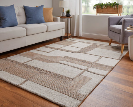 Feizy Pollock Plk8954F Ivory/Brown/Tan Rug.