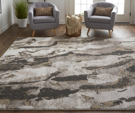 Feizy Vancouver 39Fgf Charcoal/Beige Rug.