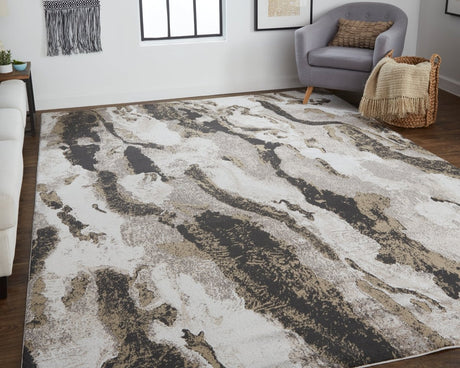 Feizy Vancouver 39Fgf Charcoal/Beige Rug.