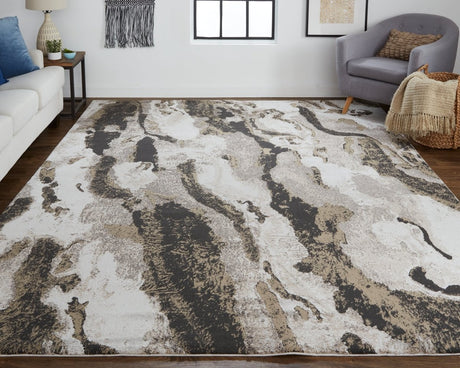 Feizy Vancouver 39Fgf Charcoal/Beige Rug.