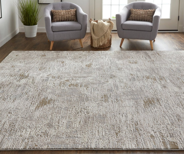 Feizy Vancouver 39Fhf Ivory/Gray Rug.