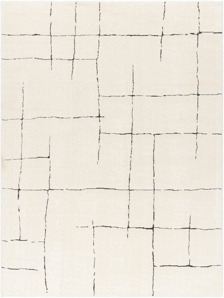 Surya Freud Feu-2300 Ivory, Black Rug.