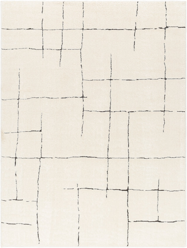 Surya Freud Feu-2300 Ivory, Black Rug.