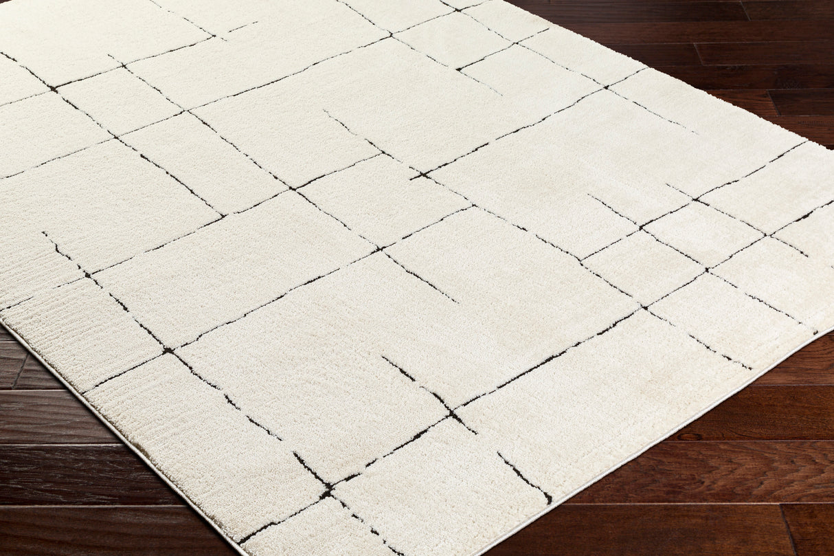 Surya Freud Feu-2300 Ivory, Black Rug.