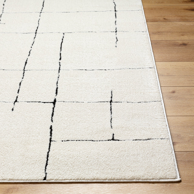 Surya Freud Feu-2300 Ivory, Black Rug.