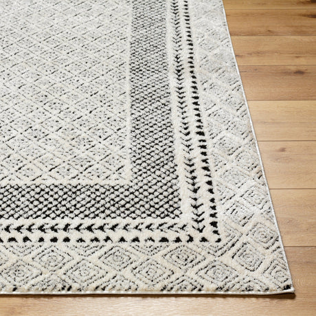 Surya Freud Feu-2301 Ivory, Black Rug.