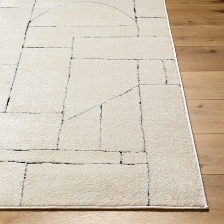 Surya Freud Feu-2307 Ivory, Black Rug.