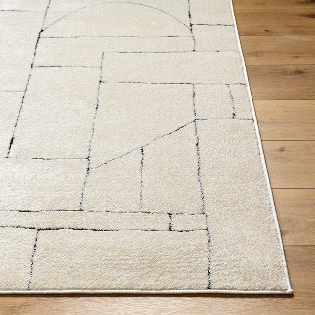 Surya Freud Feu-2307 Ivory, Black Rug.