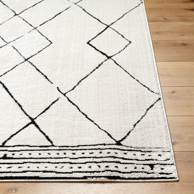 Surya Freud Feu-2322 Ivory, Black Rug.