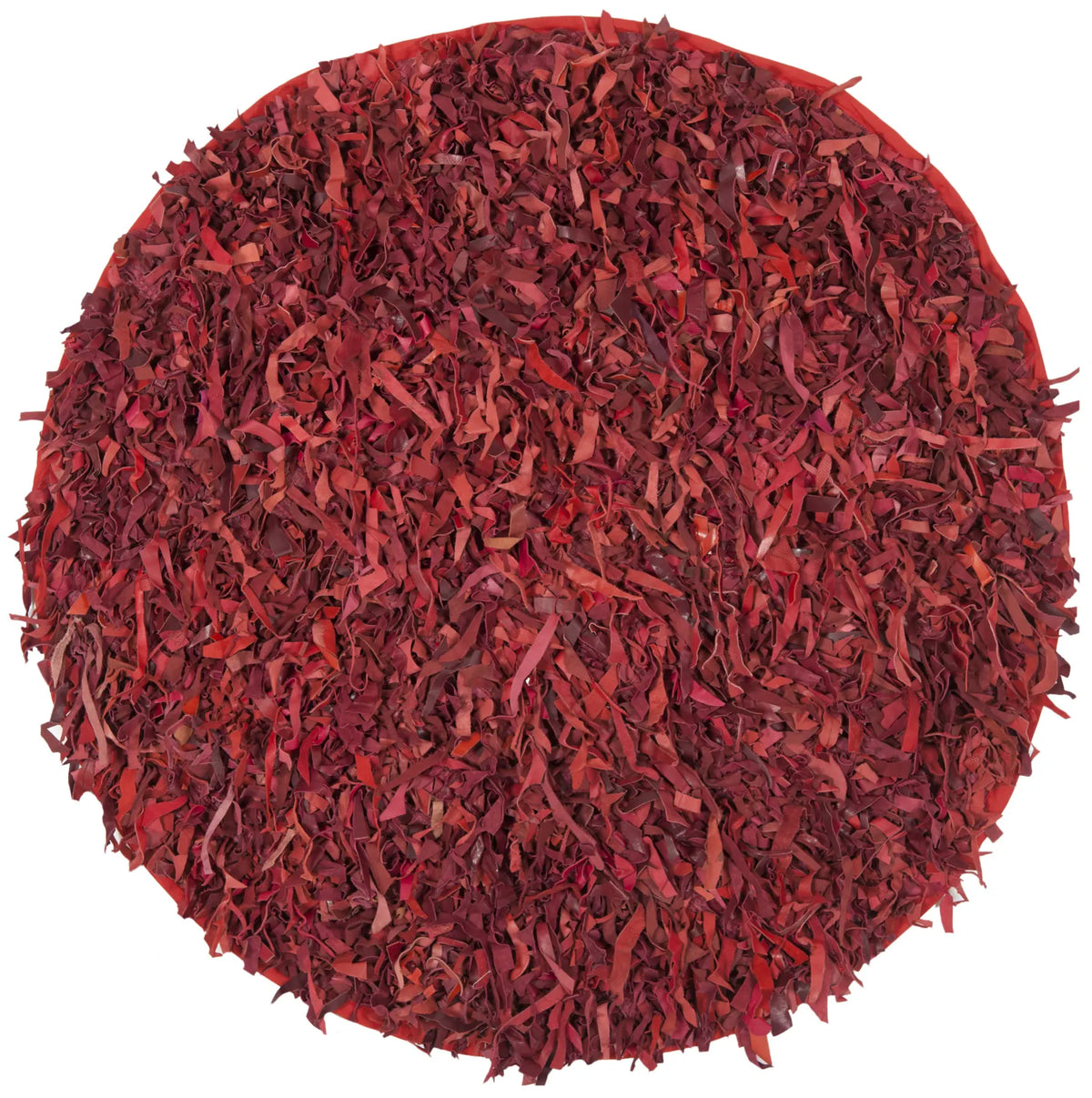 Safavieh Leather Shag 4'-0" x 4'-0" Rug in Red