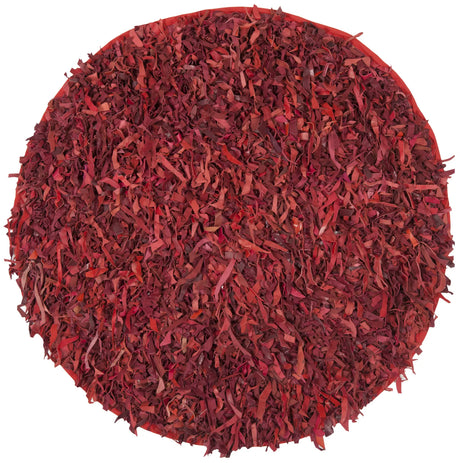 Safavieh Leather Shag 4'-0" x 4'-0" Rug in Red