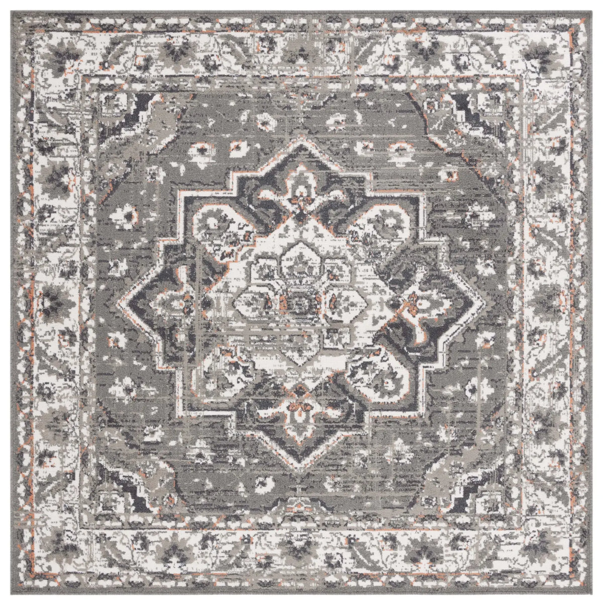 Safavieh Pyramid 6'-7" x 6'-7" Rug in Grey / Ivory