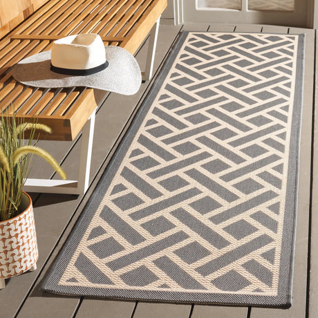 Safavieh Courtyard 2'-3" x 8'-0" Rug in Anthracite / Light Beige