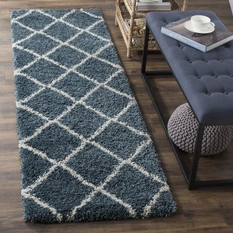 Safavieh Hudson Shag 2'-3" x 10'-0" Rug in Slate Blue / Ivory