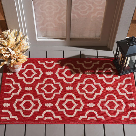 Safavieh Courtyard 2'-0" x 3'-7" Rug in Red / Bone