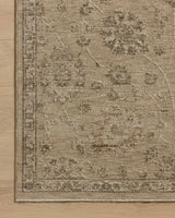 Loloi Willa WIA-05 Wheat / Multi Power Loomed Rug - corner on wood