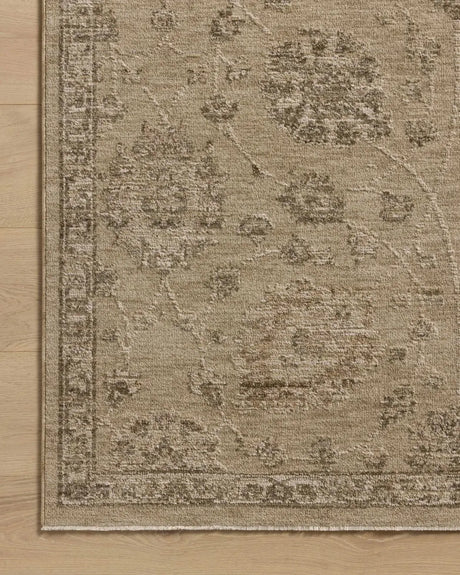 Loloi Willa WIA-05 Wheat / Multi Power Loomed Rug - corner on wood