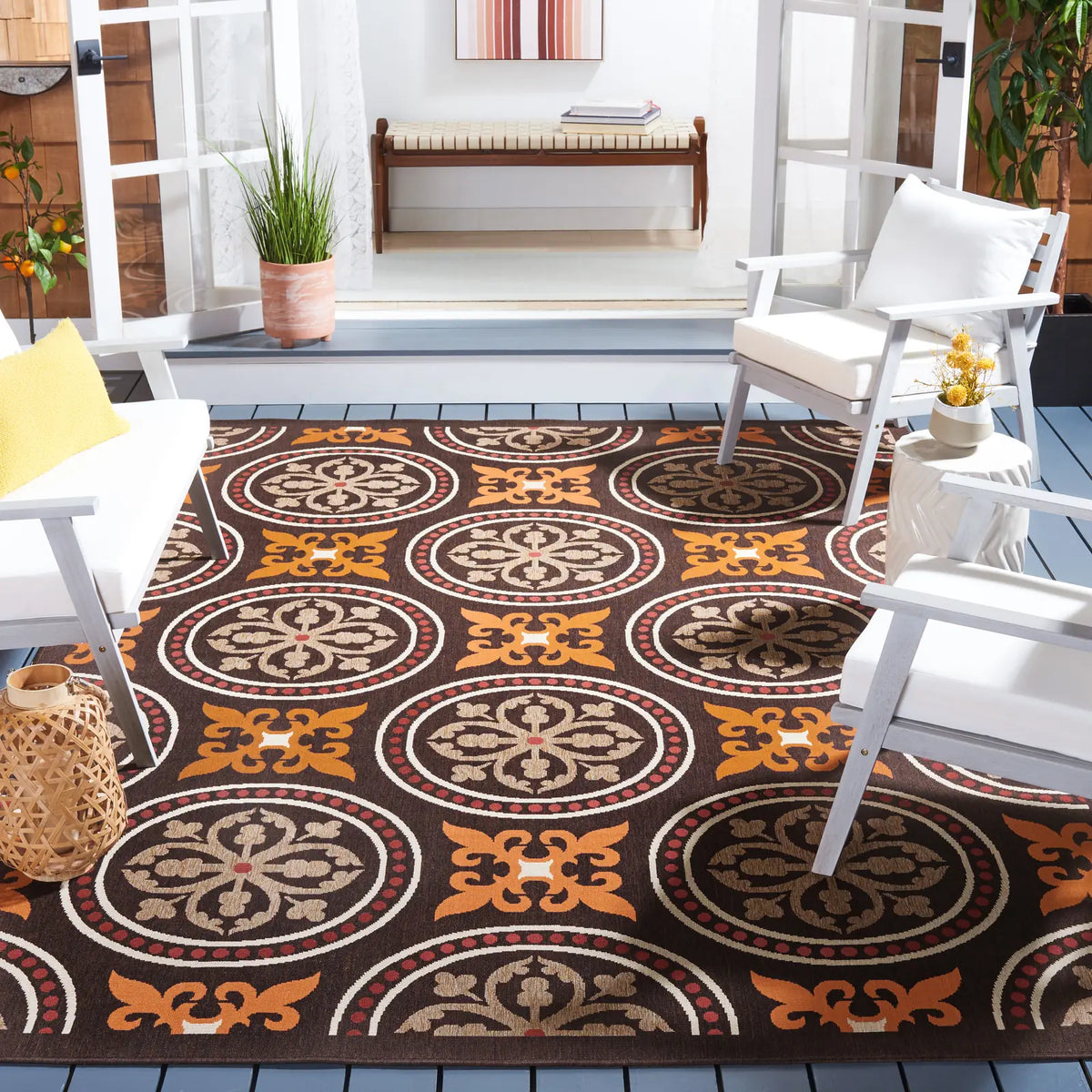 Safavieh Veranda 8'-0" x 11'-0" Rug in Chocolate / Terracotta