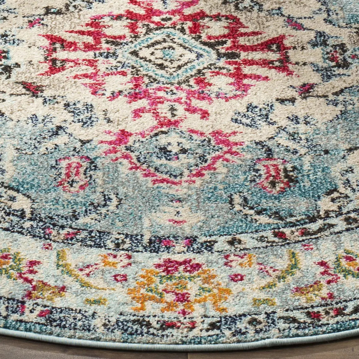 Safavieh Monaco 5'-0" x 5'-0" Rug in Light Blue / Fuchsia