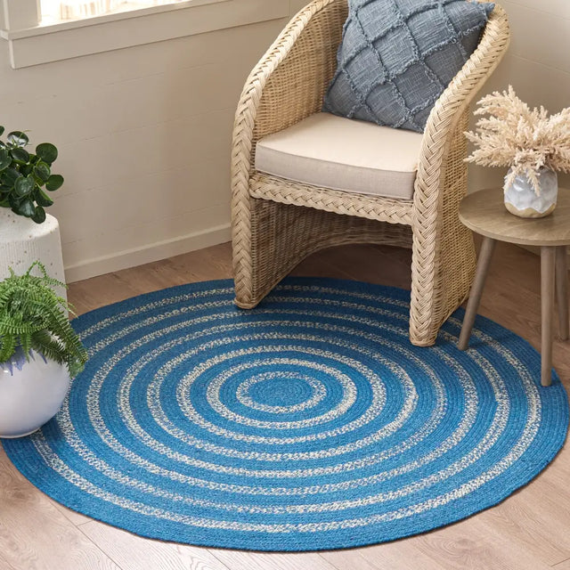 Safavieh Braided 5'-0" x 5'-0" Rug in Blue / Ivory
