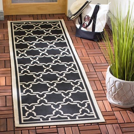 Safavieh Courtyard 2'-3" x 10'-0" Rug in Black / Beige