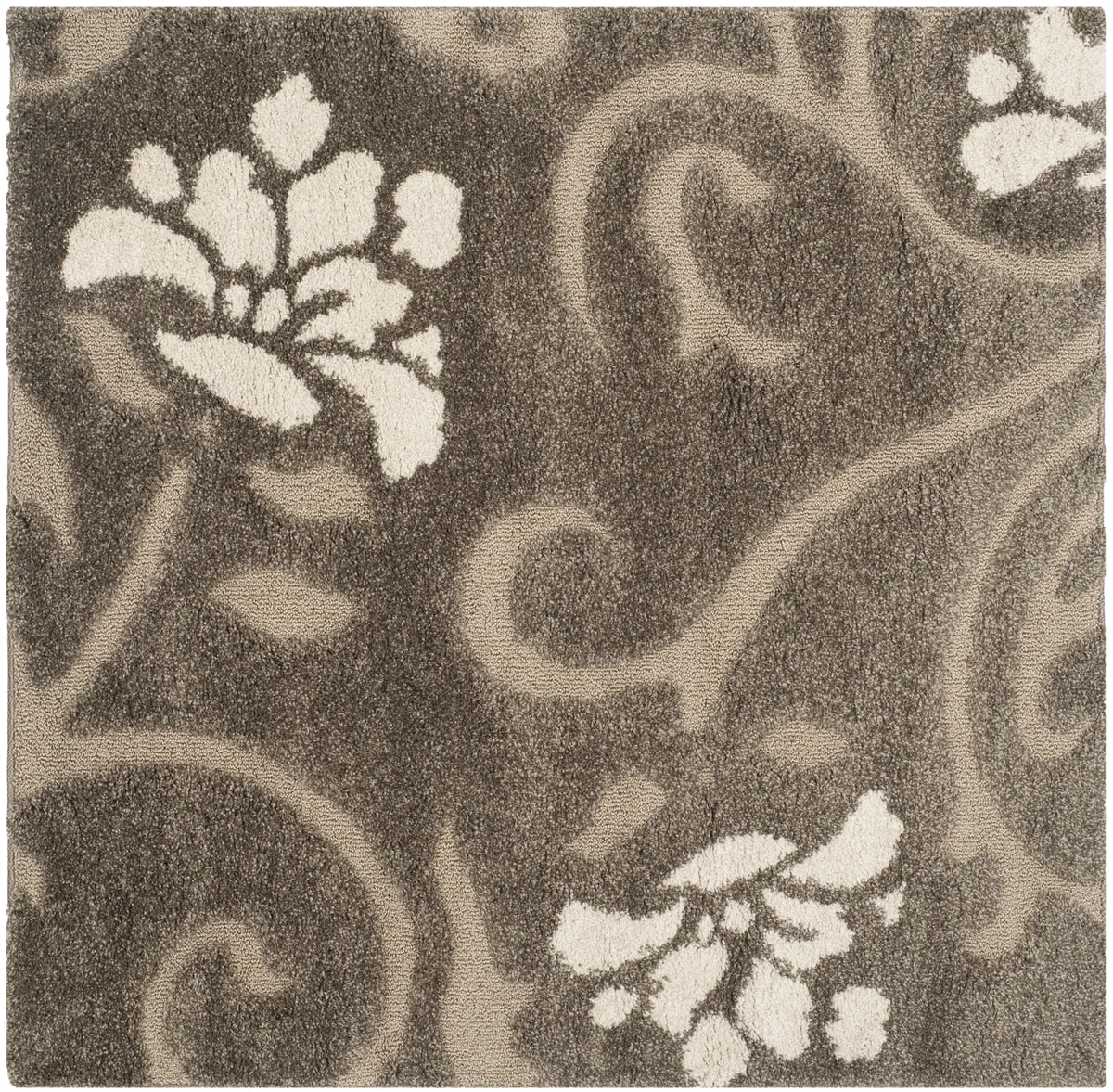 Safavieh Florida Shag 5'-0" x 5'-0" Rug in Smoke / Beige