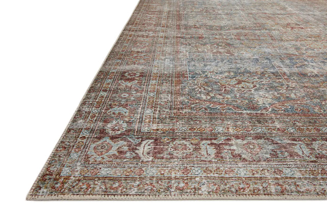 Chris Loves Julia x Loloi Jules 5-Jul Lagoon / Brick Rug - rug corner