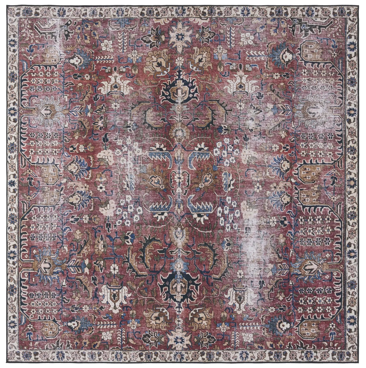 Safavieh Tucson 6'-0" x 6'-0" Rug in Red / Beige