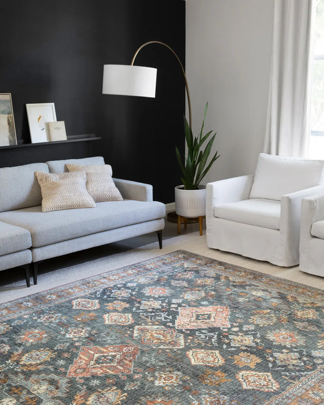 Loloi Skye Sky-10 Sea/Rust Rugs - room scene 1