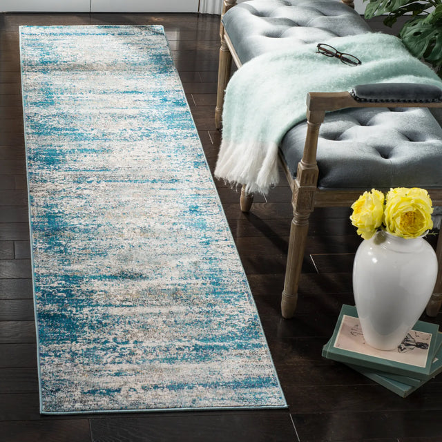 Safavieh Aria 2'-0" x 12'-0" Rug in Blue / Creme