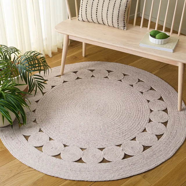 Safavieh Braided 5'-0" x 5'-0" Rug in Pink / Ivory