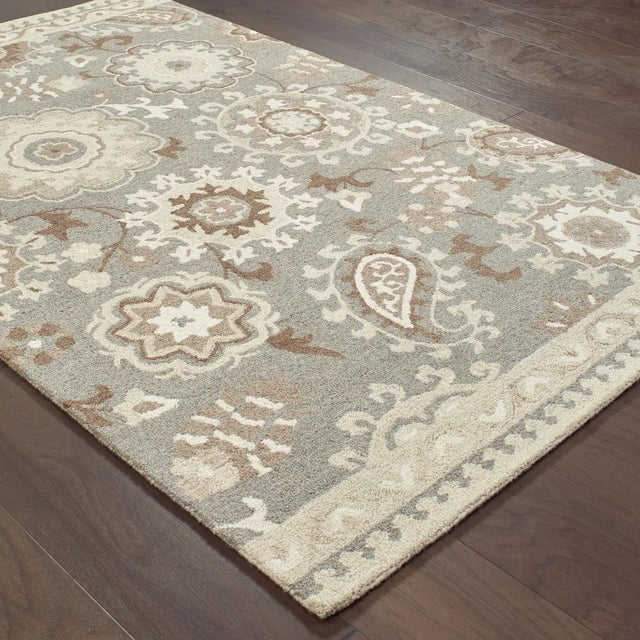 Oriental Weavers Sphinx Craft 93003 Grey / Sand Rugs - angle detail