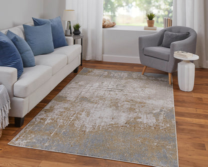 Feizy Aura Aur39Lnf Ivory/Brown/Gray Area Rug