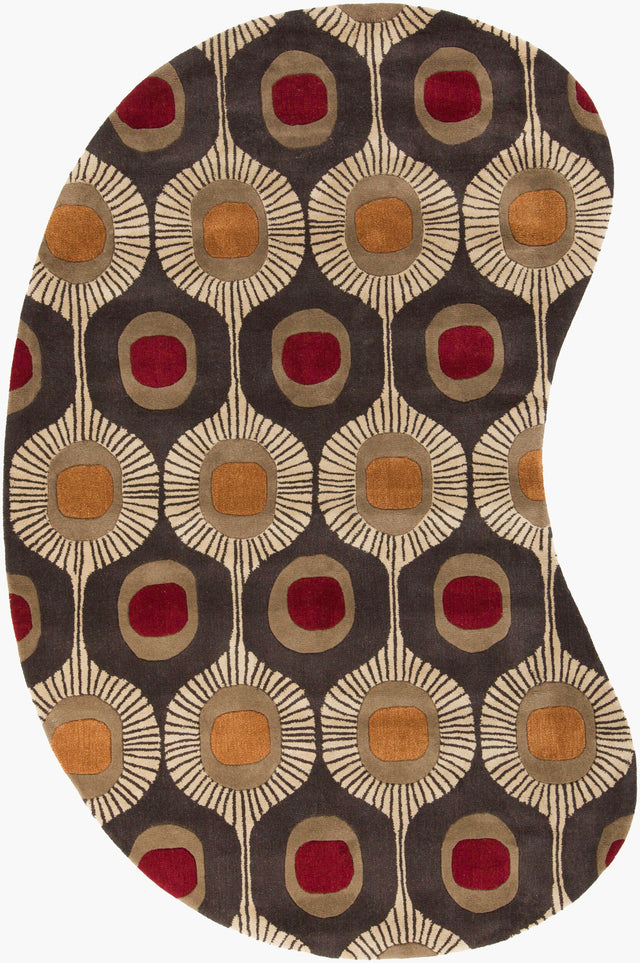 Livabliss Forum Fm-7170 Dark Chocolate / Tan / Dark Beige Rugs - novelty flat view