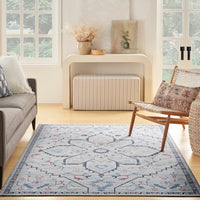 Nourison Machine Washable Series 1 X Nicole Curtis Sr110 Ivory Blue Area Rug